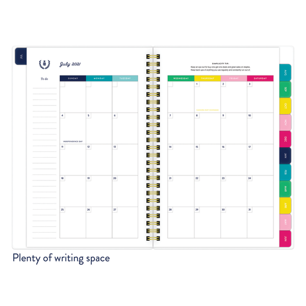 slide 2 of 8, At-A-Glance Simplified By Emily Ley Academic Weekly/Monthly Planner, 8-1/2'' X 5-1/2'', Thin Happy Stripe, July 2021 To June 2022, El60-200A, 1 ct