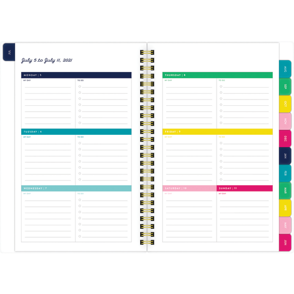 slide 6 of 8, At-A-Glance Simplified By Emily Ley Academic Weekly/Monthly Planner, 8-1/2'' X 5-1/2'', Thin Happy Stripe, July 2021 To June 2022, El60-200A, 1 ct