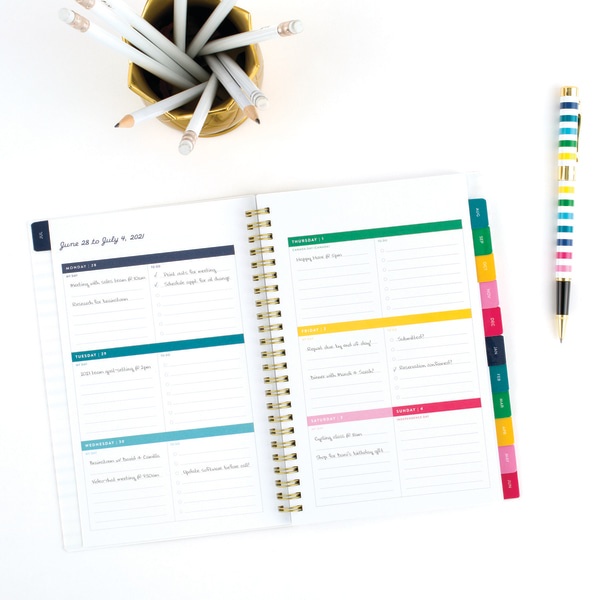 slide 8 of 8, At-A-Glance Simplified By Emily Ley Academic Weekly/Monthly Planner, 8-1/2'' X 5-1/2'', Thin Happy Stripe, July 2021 To June 2022, El60-200A, 1 ct