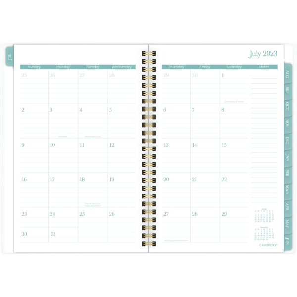 slide 2 of 4, Cambridge Rae Academic Weekly/Monthly Planner, 5-1/2" X 8-1/2", Multicolor, July 2023 To June 2024, 1670-200A, 1 ct