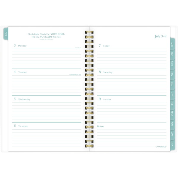 slide 4 of 4, Cambridge Rae Academic Weekly/Monthly Planner, 5-1/2" X 8-1/2", Multicolor, July 2023 To June 2024, 1670-200A, 1 ct