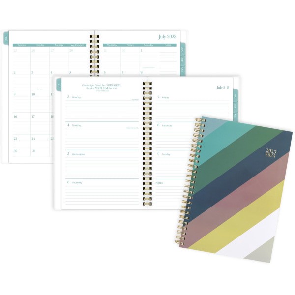 slide 3 of 4, Cambridge Rae Academic Weekly/Monthly Planner, 5-1/2" X 8-1/2", Multicolor, July 2023 To June 2024, 1670-200A, 1 ct