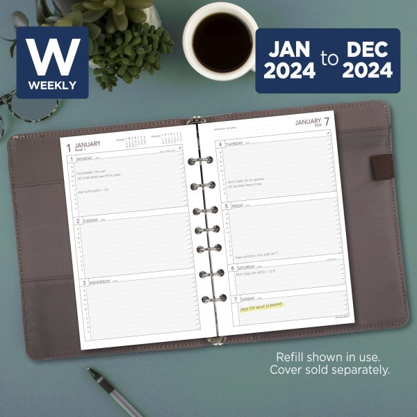 slide 8 of 8, At-A-Glance Weekly Loose-Leaf Planner Refill Pages, 5-1/2" X 8-1/2", January To December 2024, 061-285Y, 1 ct