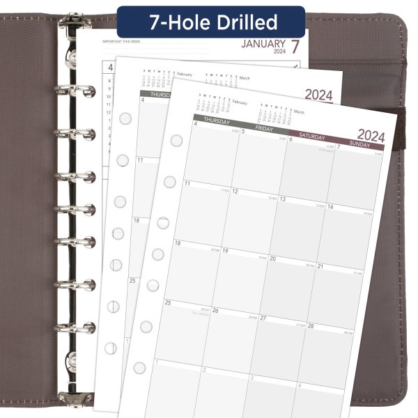 slide 6 of 8, At-A-Glance Weekly Loose-Leaf Planner Refill Pages, 5-1/2" X 8-1/2", January To December 2024, 061-285Y, 1 ct