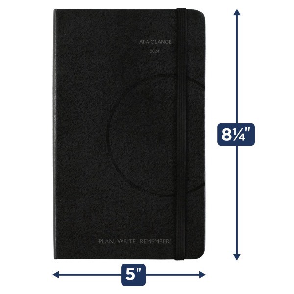 slide 5 of 8, At-A-Glance Plan. Write. Remember. Weekly/Monthly Appointment Book Planner, 5" X 8-1/4", Black, January To December 2024, 706D1005, 5 in