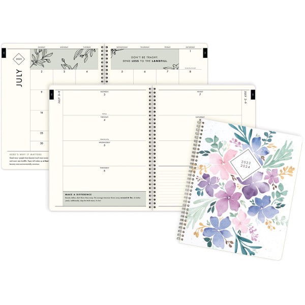 slide 3 of 4, Cambridge GreenPath Academic 2023-2024 Weekly Monthly Planner, Floral, Large, 8 1/2" x 11", 11 in