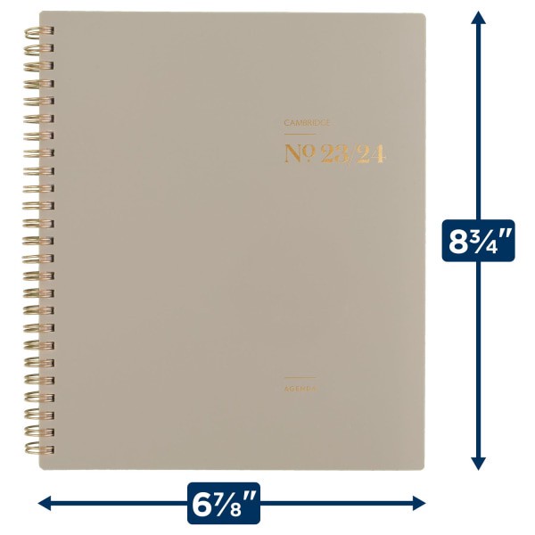 slide 6 of 8, Cambridge Workstyle Classic Academic Weekly/Monthly Planner, 7" X 8-3/4", Taupe, July 2023 To June 2024, 1606-805A-45, 7 in