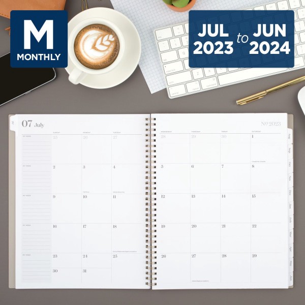 slide 2 of 8, Cambridge Workstyle Academic Monthly Planner, 8-1/2'' X 11'', Taupe, July 2023 To June 2024, 1606-900A-45, 1 ct