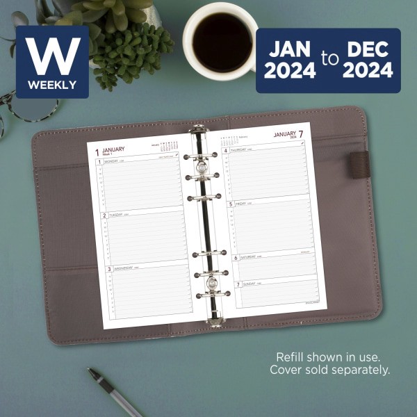 slide 7 of 7, At-A-Glance Weekly Planner Refill, 3-3/4" X 6-3/4", January To December 2024, 063-285Y, 1 ct