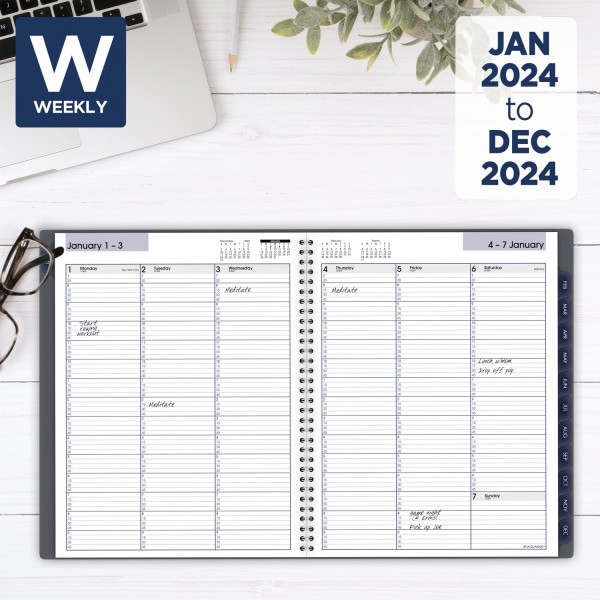 slide 2 of 10, At-A-Glance Dayminder Weekly/Monthly Appointment Book Planner, 8-1/2'' X 11'', Gray, January To December 2024, Gc52007, 1 ct