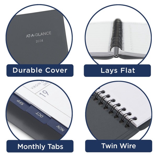 slide 7 of 10, At-A-Glance Dayminder Weekly/Monthly Appointment Book Planner, 8-1/2'' X 11'', Gray, January To December 2024, Gc52007, 1 ct