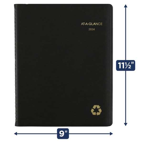 slide 6 of 8, At-A-Glance Recycled Weekly/Monthly Appointment Book Planner, 8-1/4'' X 11'', 100% Recycled, Black, January To December 2024, 70950G05, 1 ct