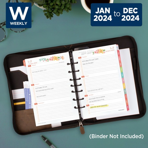 slide 3 of 8, At-A-Glance Kathy Davis Weekly/Monthly Loose-Leaf Planner Refill Pages, 5-1/2" X 8-1/2", January To December 2024, Kd81-285Y, 1 ct