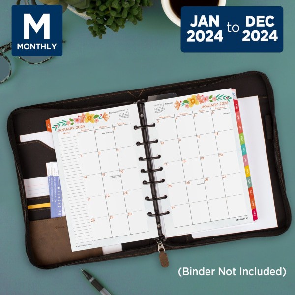 slide 4 of 8, At-A-Glance Kathy Davis Weekly/Monthly Loose-Leaf Planner Refill Pages, 5-1/2" X 8-1/2", January To December 2024, Kd81-285Y, 1 ct