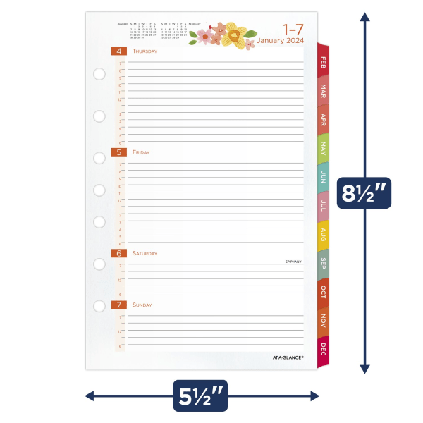 slide 5 of 8, At-A-Glance Kathy Davis Weekly/Monthly Loose-Leaf Planner Refill Pages, 5-1/2" X 8-1/2", January To December 2024, Kd81-285Y, 1 ct