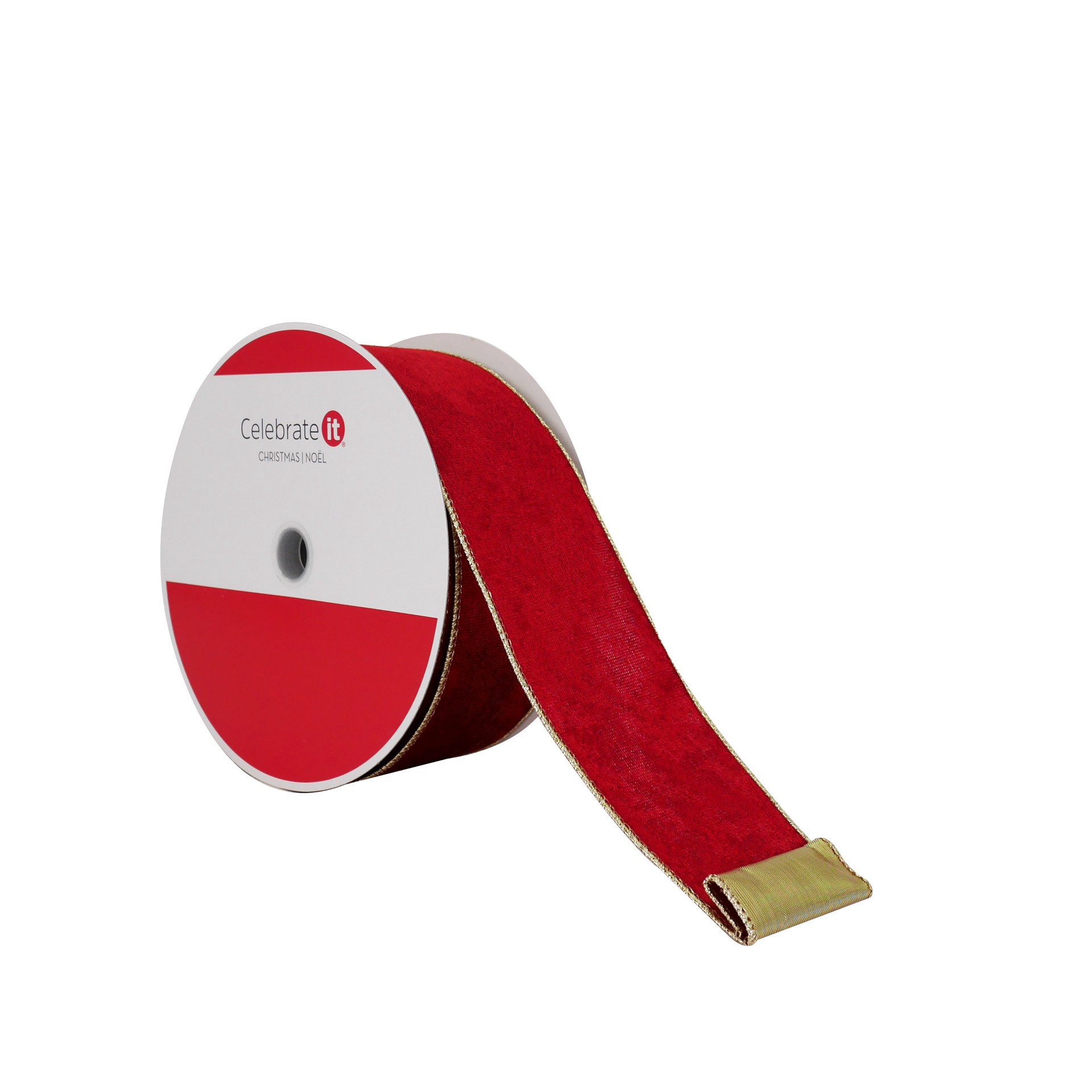 slide 2 of 3, 2.5" X 60ft. Burgundy Velvet With Gold Back Wired Jumbo Ribbon By Celebrate It, 2.5 in x 60 ft