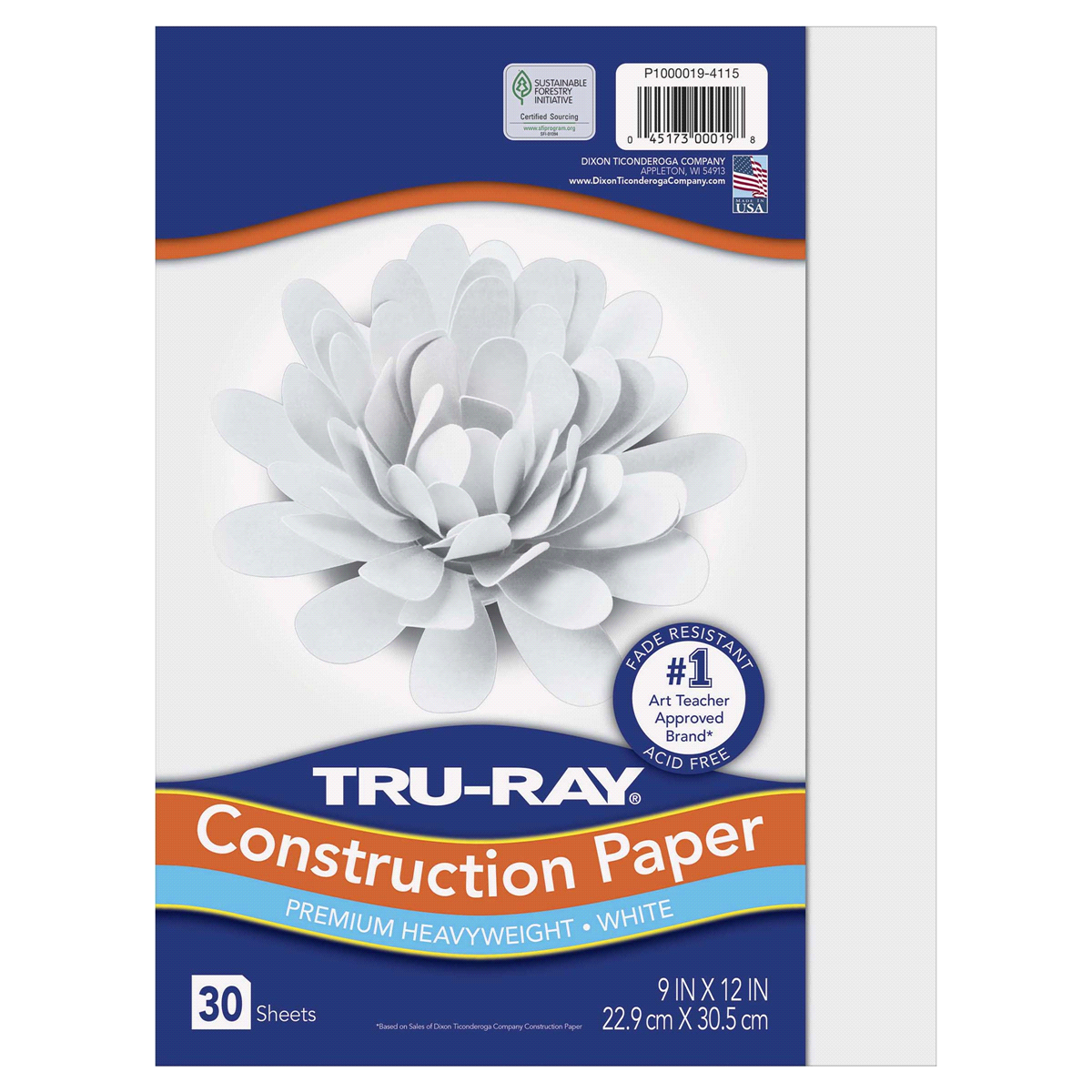 slide 1 of 1, Pacon Tru-Ray White Sulphite Construction Paper, 30 ct