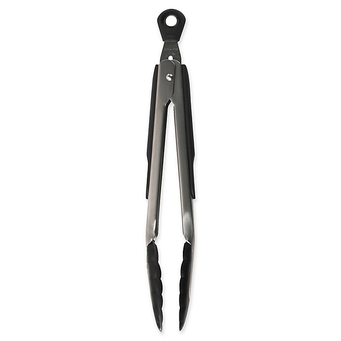slide 1 of 5, OXO Good Grips Tongs With Nylon Heads  - Stainless Steel, 9 in