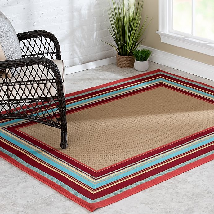 slide 2 of 5, Destination Summer Miami Border 6'7 X 9'6'' Woven Area Rug - Beige/multi'', 6 ft 7 x 9 ft 6 in