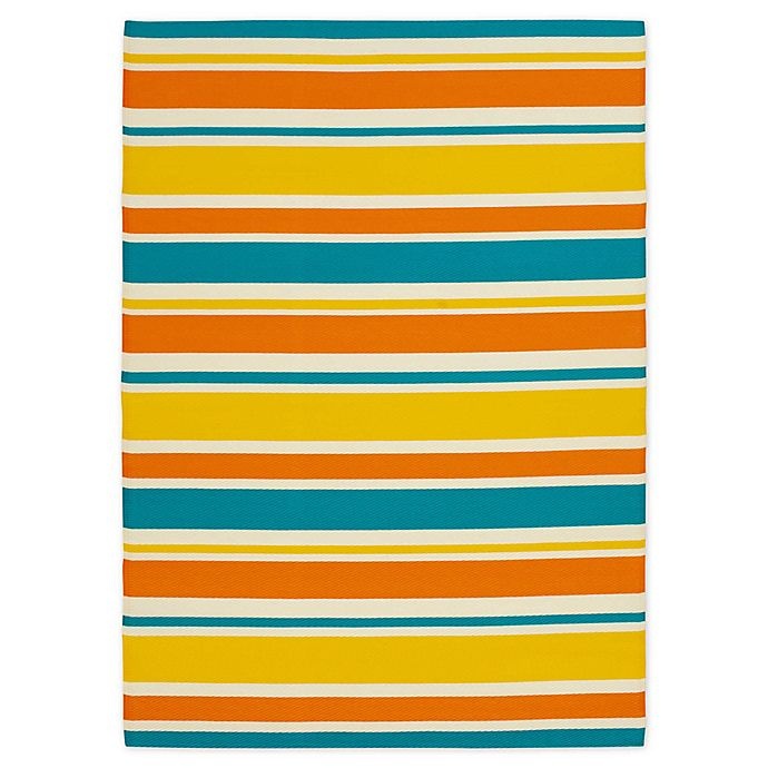 slide 2 of 3, Montego Indoor/Outdoor Patio Mat - Orange/Yellow, 5 ft x 7 ft