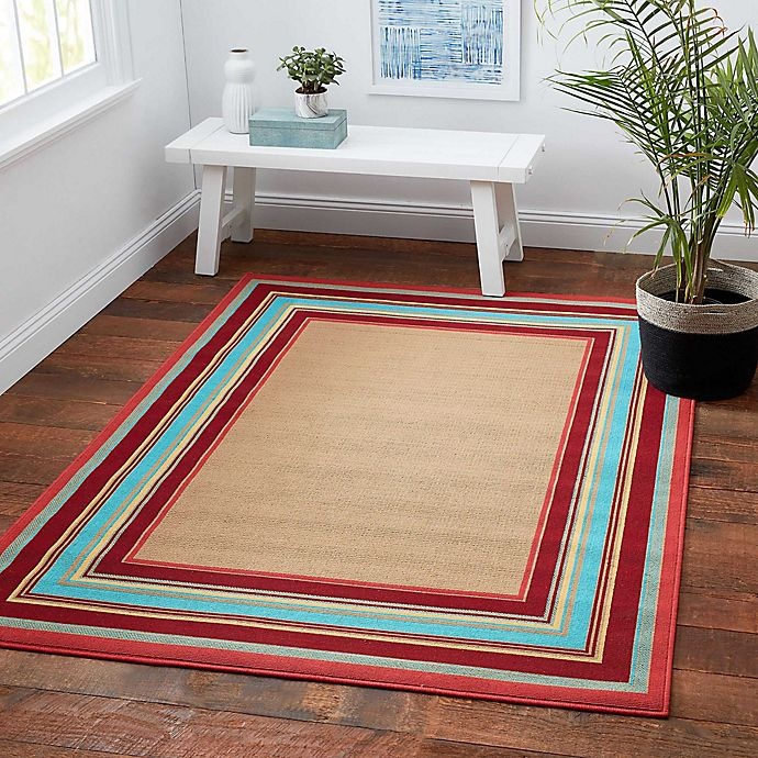 slide 3 of 6, Destination Summer Miami Border Stripe Indoor/Outdoor Area Rug - Beige Multi, 8 ft x 10 ft