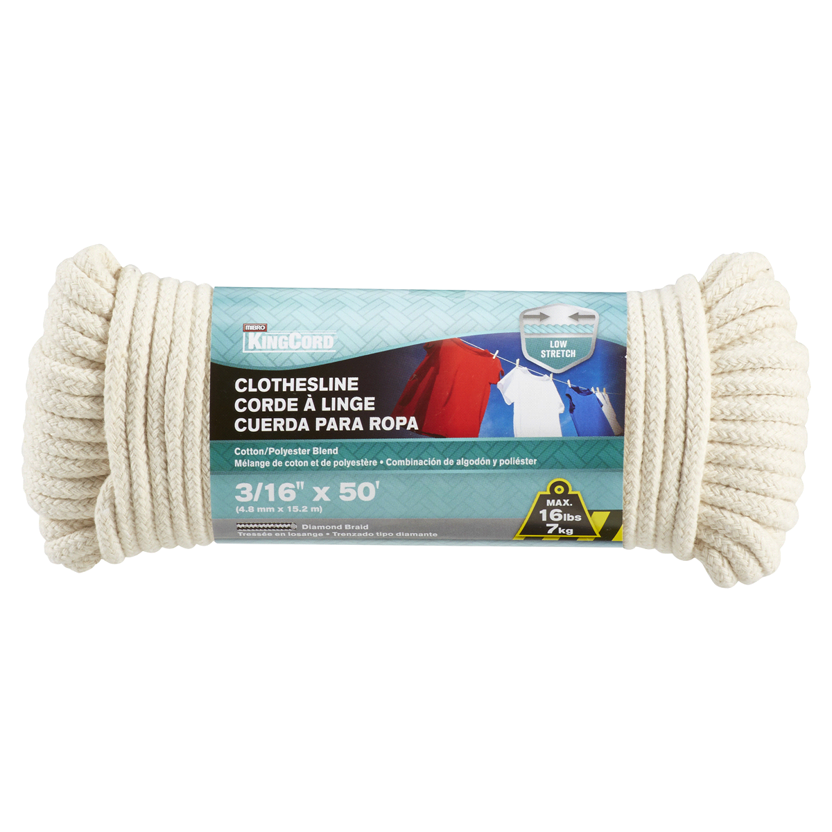 slide 1 of 1, Mibro KingCord Polyester Clothesline, 3/16 in x 50 ft