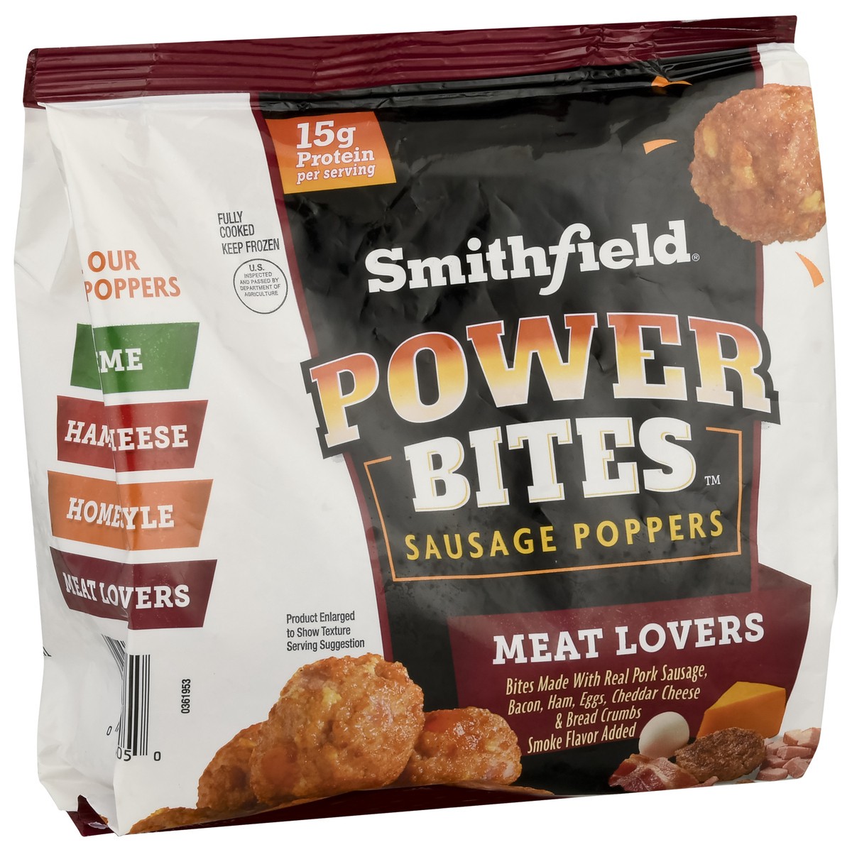 slide 2 of 9, Smithfield Power Bites Meat Lovers Sausage Poppers 12 oz, 12 oz