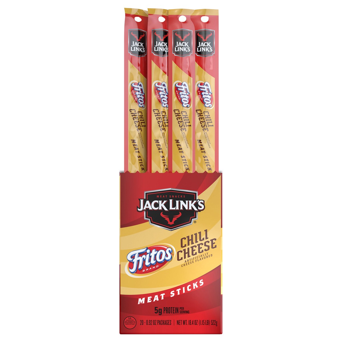 slide 7 of 9, Jack Link's Meat Sticks Fritos Chili Cheese 0.92 Oz, 20 Count, 20 ct