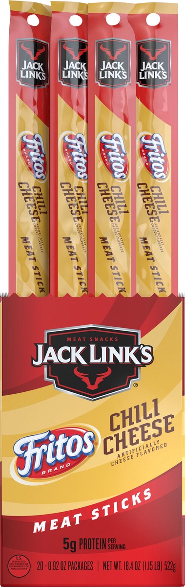 slide 5 of 9, Jack Link's Meat Sticks Fritos Chili Cheese 0.92 Oz, 20 Count, 20 ct