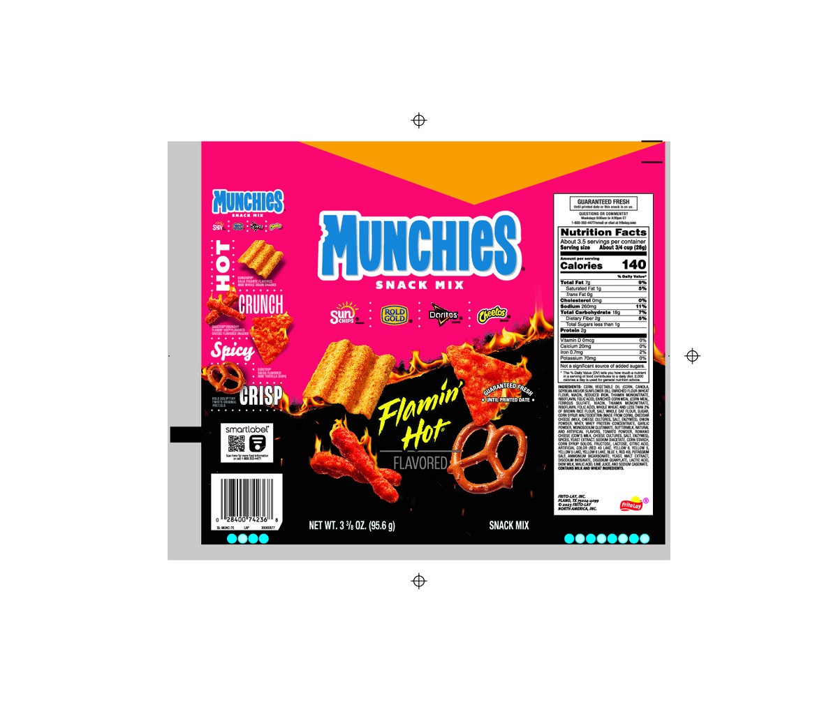 slide 3 of 8, Munchies Snack Mix Flamin Hot Flavored 3 3/8 Oz, 3.375 oz