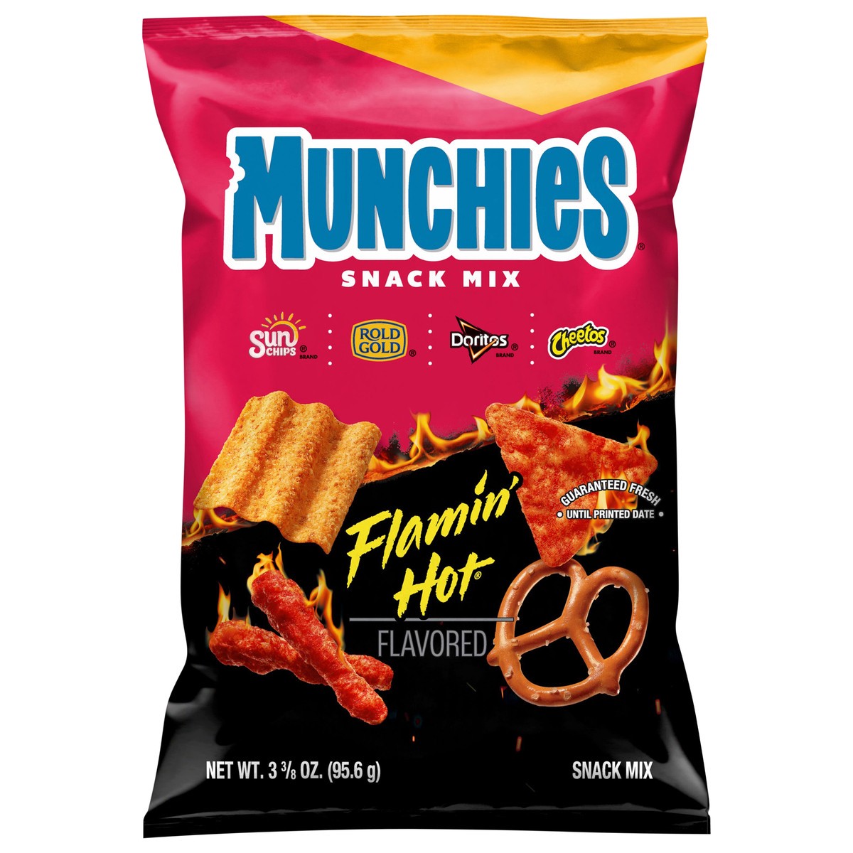 slide 1 of 8, Munchies Snack Mix Flamin Hot Flavored 3 3/8 Oz, 3.375 oz