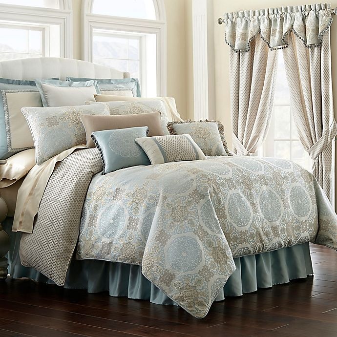 slide 2 of 3, Waterford Jonet California King Comforter Set - Cream/Blue, 1 ct