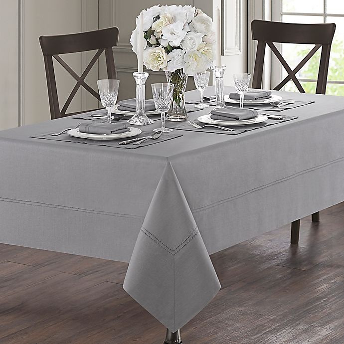 slide 2 of 2, Waterford Linens Corra Oblong Tablecloth - Platinum, 70 in x 126 in