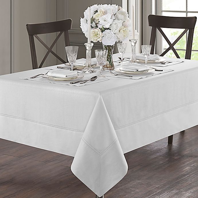 slide 2 of 2, Waterford Linens Corra Oblong Tablecloth - White, 70 in x 126 in