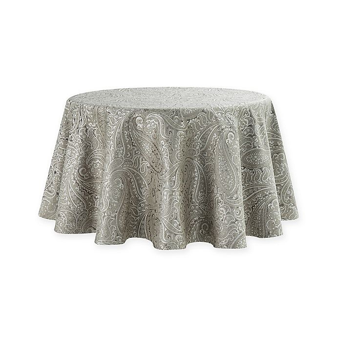 slide 1 of 1, Waterford Linens Esmerelda Round Tablecloth - Taupe, 90 in