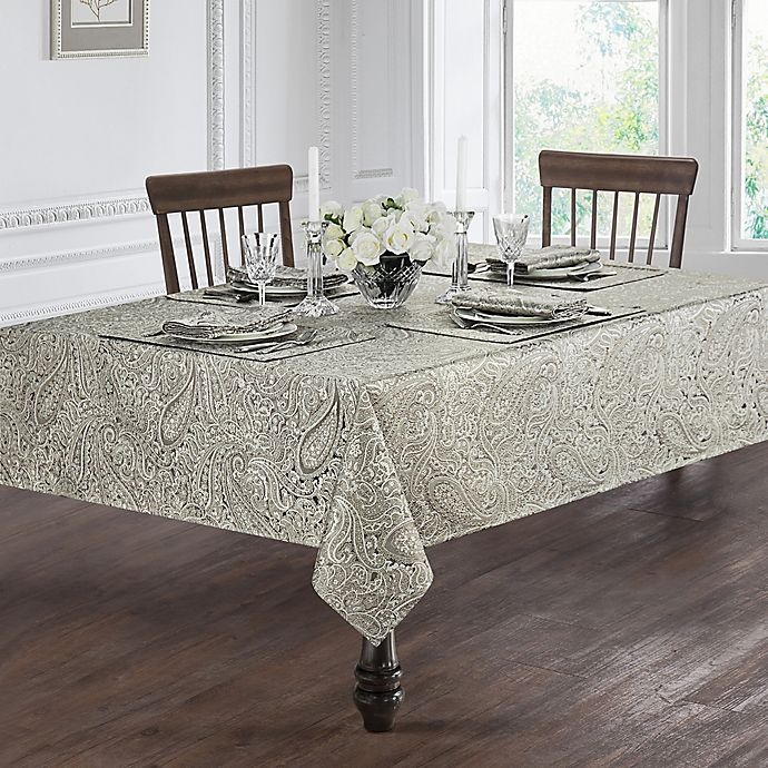 slide 2 of 2, Waterford Linens Esmerelda Oblong Tablecloth - Taupe, 70 in x 126 in