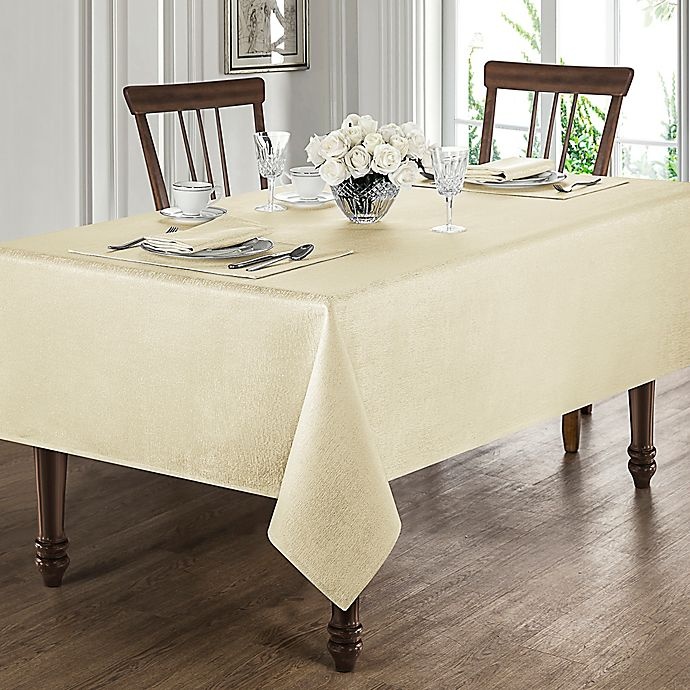 slide 2 of 2, Waterford Linens Lunar Oblong Tablecloth - Ivory, 70 in x 84 in