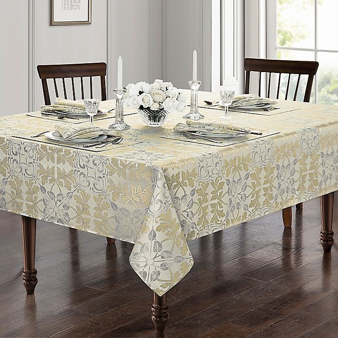 slide 2 of 2, Waterford Linens Octavia Oblong Tablecloth - Gold, 70 in x 126 in