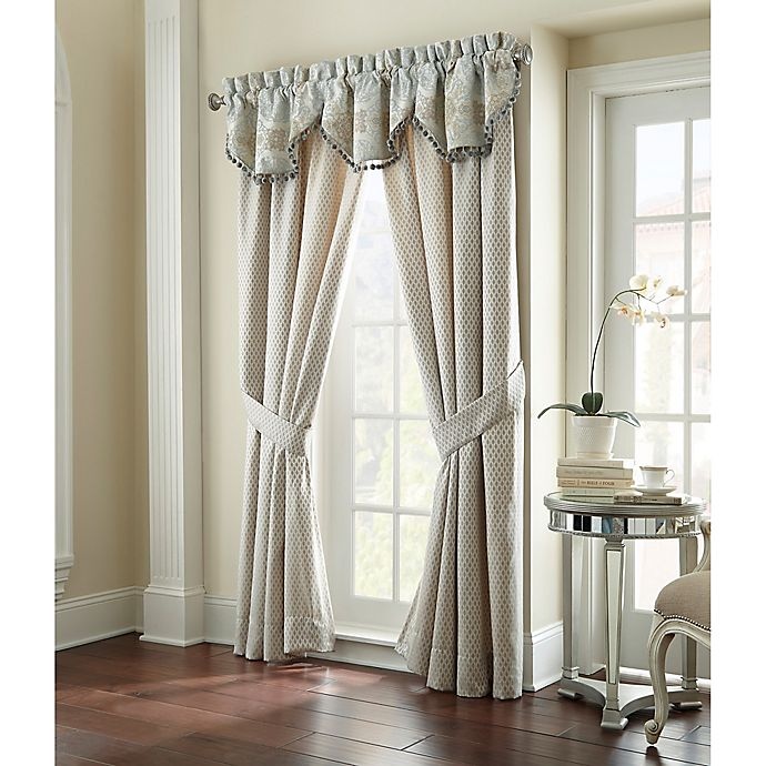 slide 2 of 2, Waterford Jonet Cascade Window Valance - Cream/Aqua, 3 ct