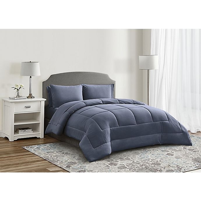 slide 3 of 6, Wamsutta Lustleigh Washed Queen Comforter Set - Navy, 7 ct