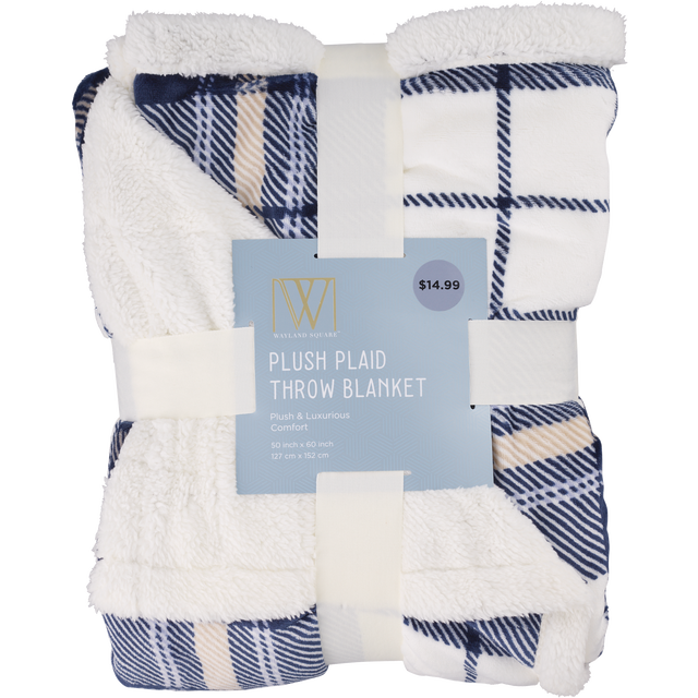 slide 1 of 1, Fall Fest Plush Sherpa Throw Blanket, Blue, 1 ct