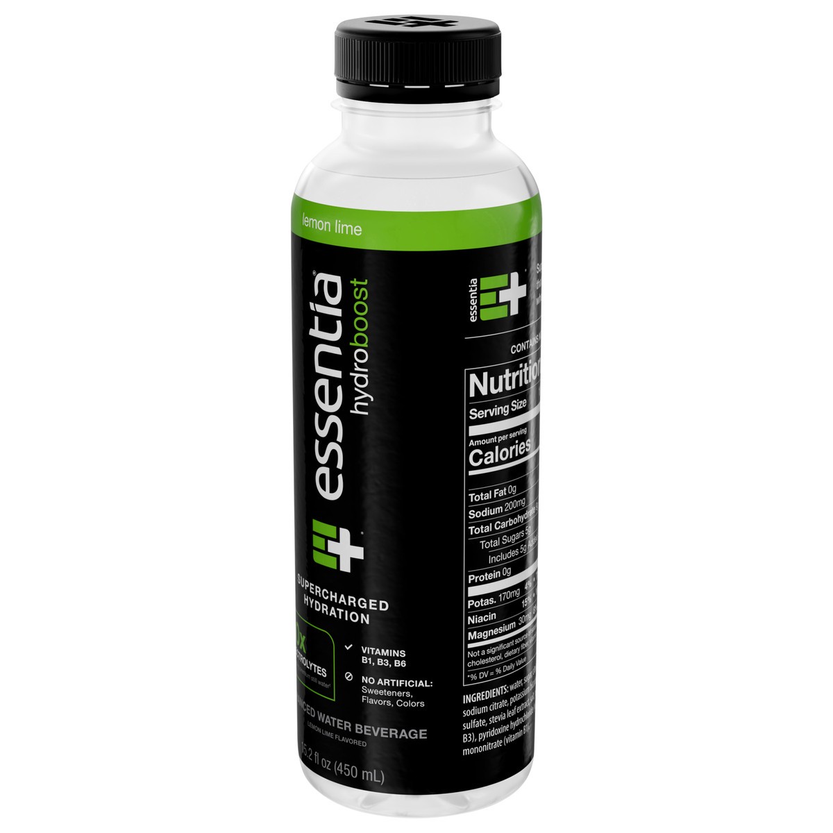 slide 12 of 14, ESSENTIA Hydroboost Enhanced Water Beverage Lemon Lime 15.2 oz. Sgl PET, 15.2 fl oz