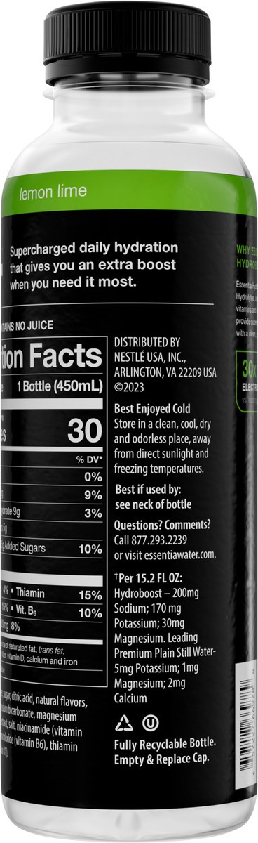 slide 7 of 14, ESSENTIA Hydroboost Enhanced Water Beverage Lemon Lime 15.2 oz. Sgl PET, 15.2 fl oz