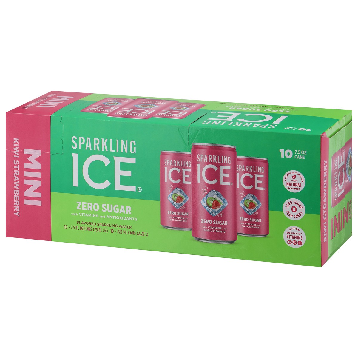 slide 6 of 15, Sparkling ICE Zero Sugar Kiwi Strawberry Mini Sparkling Water 10 - 7.5 fl oz Cans, 10 ct; 7.5 oz