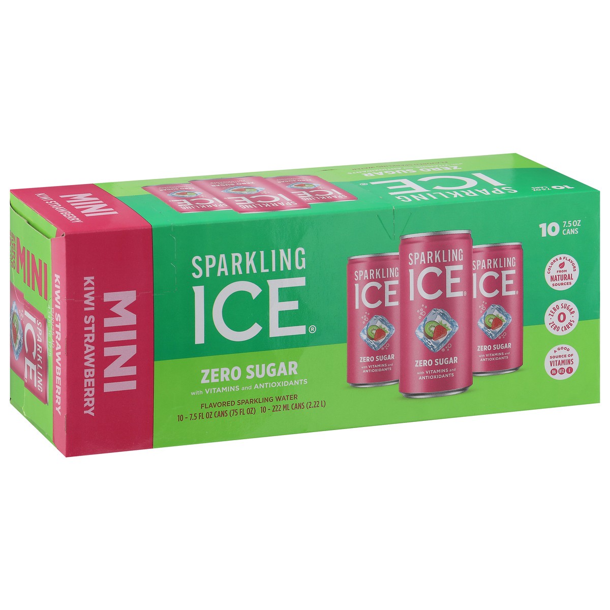 slide 5 of 15, Sparkling ICE Zero Sugar Kiwi Strawberry Mini Sparkling Water 10 - 7.5 fl oz Cans, 10 ct; 7.5 oz