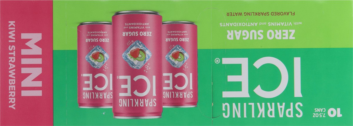 slide 9 of 15, Sparkling ICE Zero Sugar Kiwi Strawberry Mini Sparkling Water 10 - 7.5 fl oz Cans, 10 ct; 7.5 oz