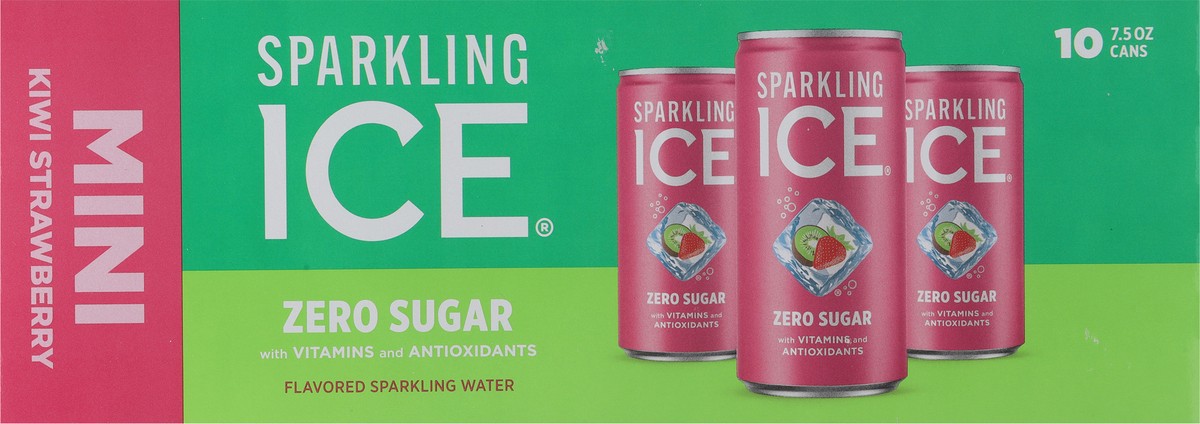 slide 11 of 15, Sparkling ICE Zero Sugar Kiwi Strawberry Mini Sparkling Water 10 - 7.5 fl oz Cans, 10 ct; 7.5 oz
