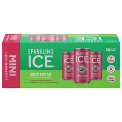 Sparkling ICE Zero Sugar Kiwi Strawberry Mini Sparkling Water 10 - 7.5 fl oz Cans
