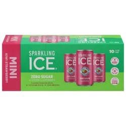 Sparkling ICE Zero Sugar Kiwi Strawberry Mini Sparkling Water 10 - 7.5 fl oz Cans
