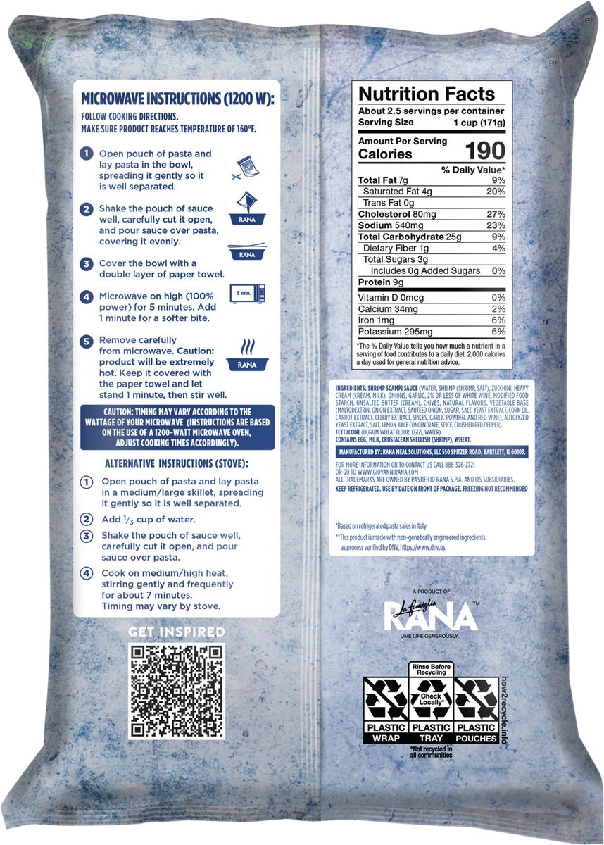 slide 6 of 11, Giovanni Rana Rana Shrimp Scampi Fettuccine, 16 oz